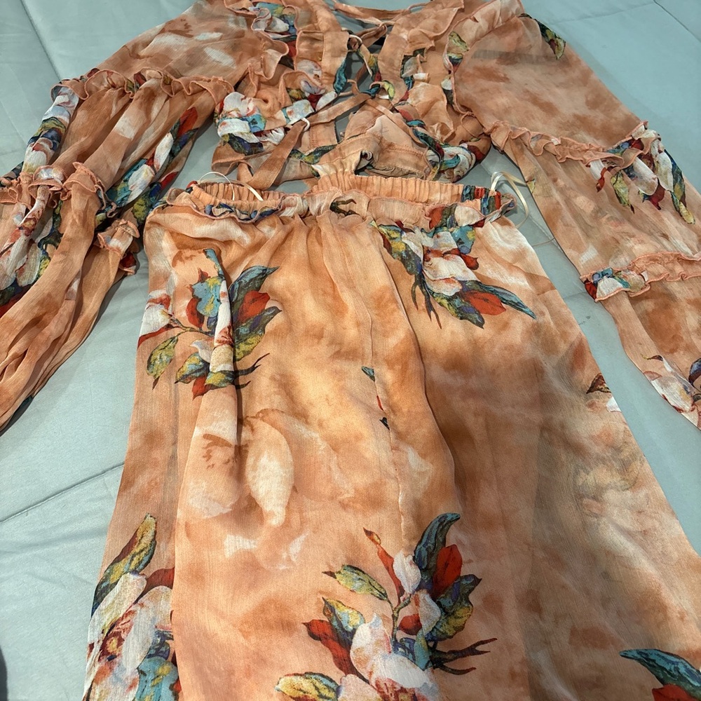 Floral Peach Wedding Dress